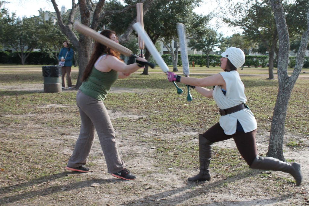Two fighters practice their skills.
